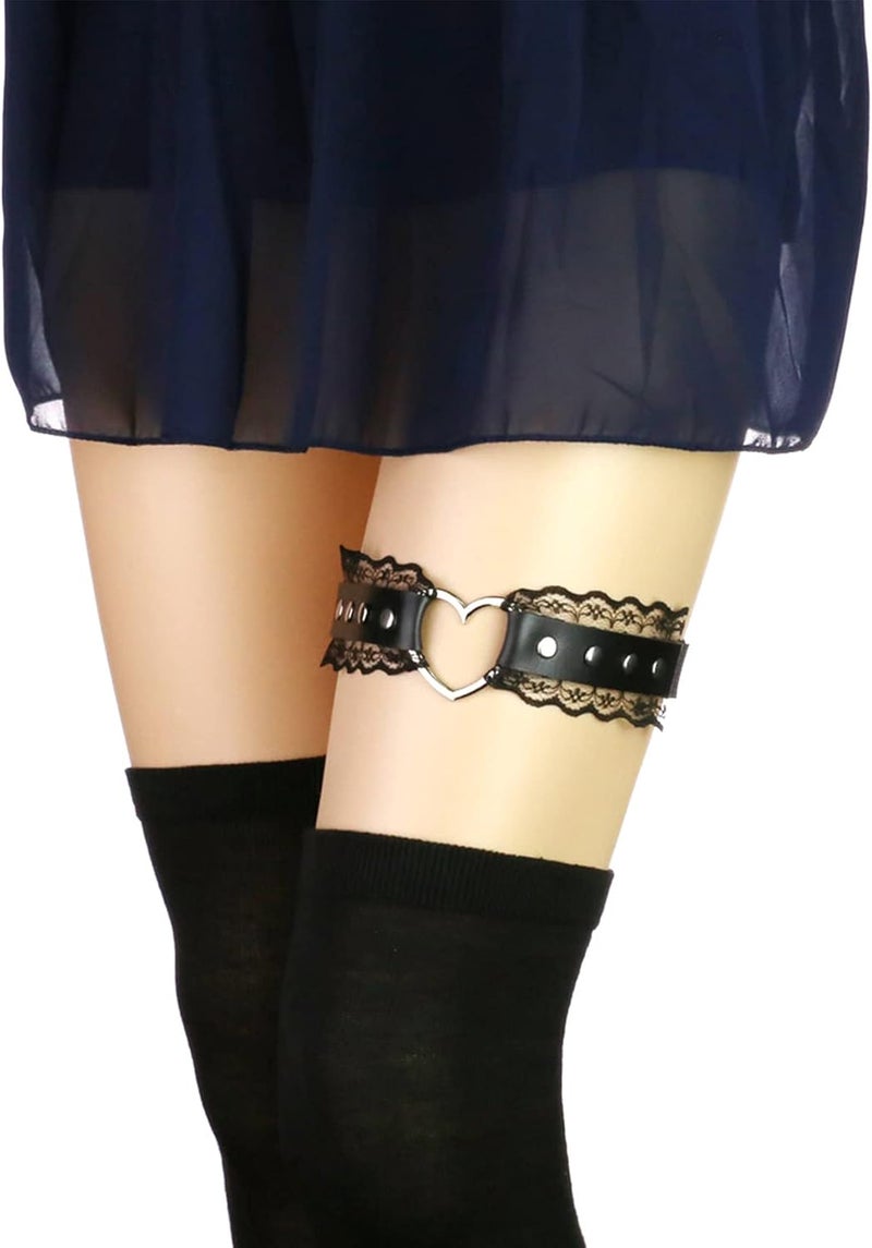 alisikee Store 2Pcs Adjustable Lace Heart-Shaped Thigh Garter, Elastic Leg Garters for Women - Image 2